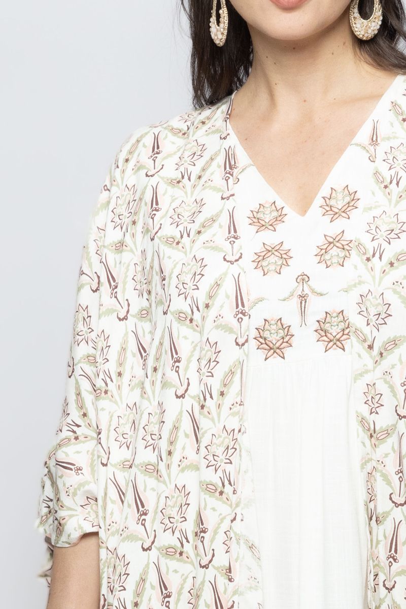 فستان ماكسي نسائي بأكمام ثلاثة أرباع واسعة