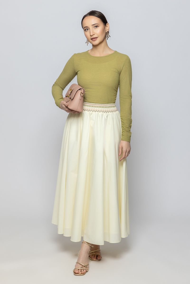 Women Maxi Skirt with Embroidery Details