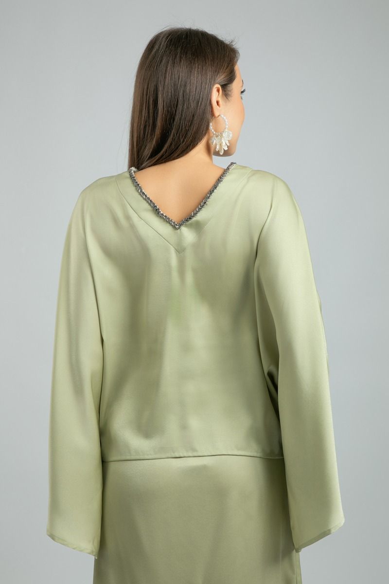 Long Angel-Style Sleeves Blouse - A Touch of Luxury with Satin Softness