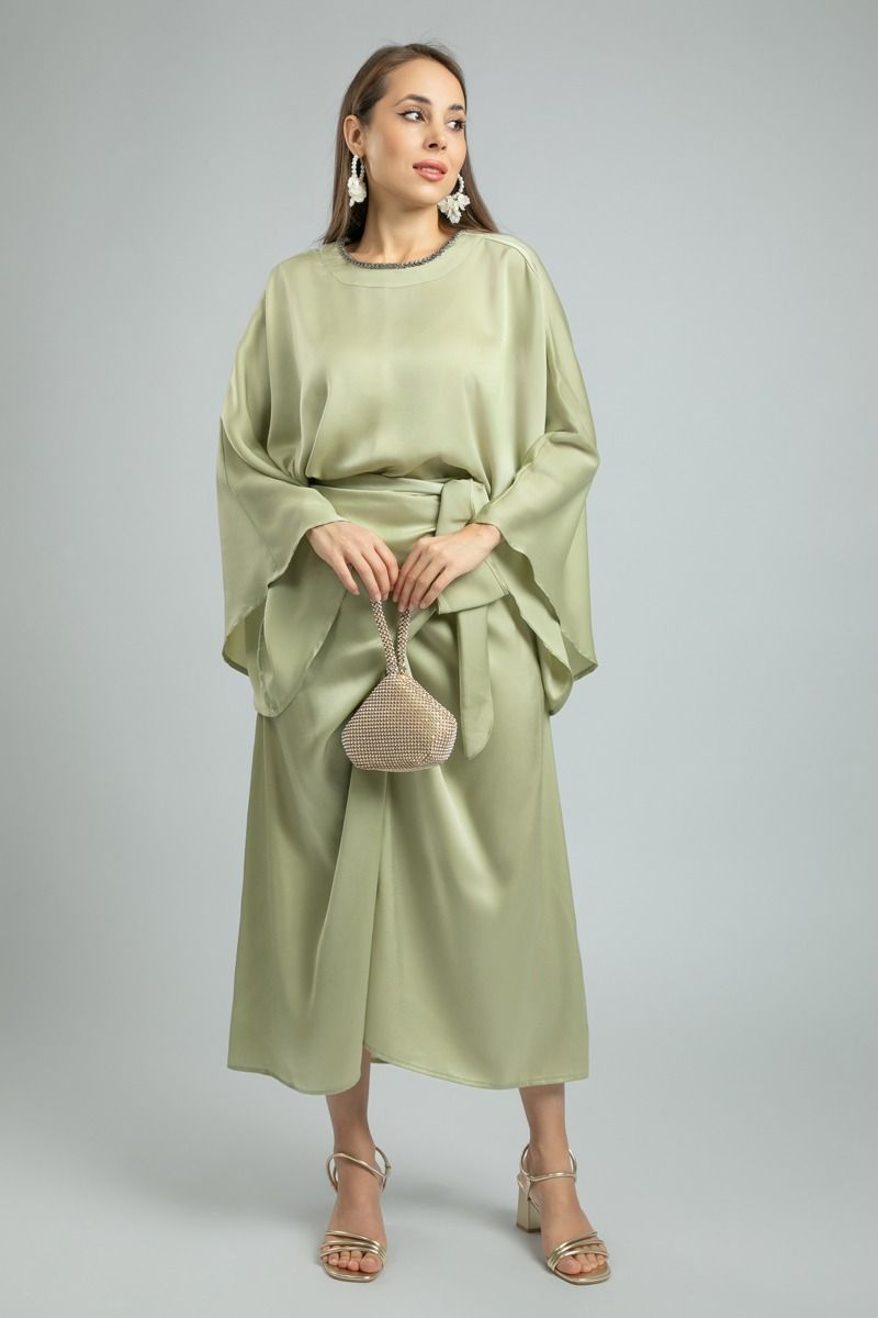 Long Angel-Style Sleeves Blouse - A Touch of Luxury with Satin Softness