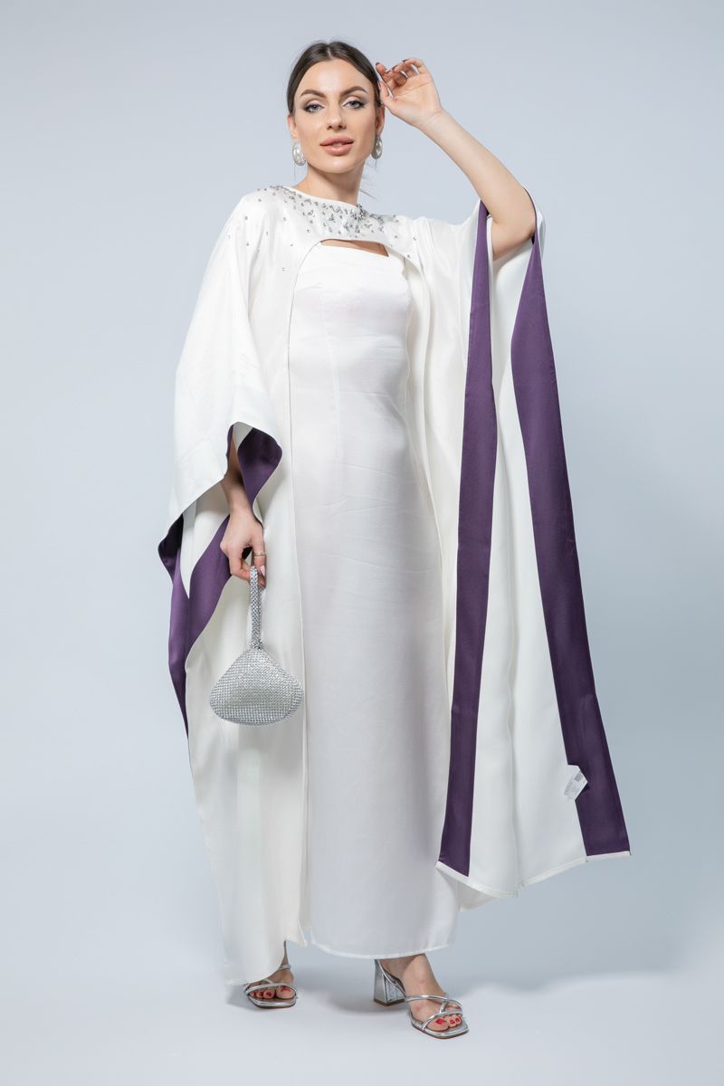 Bead Embellished Cape Style Maxi Dress - A Masterpiece for Special Occasions