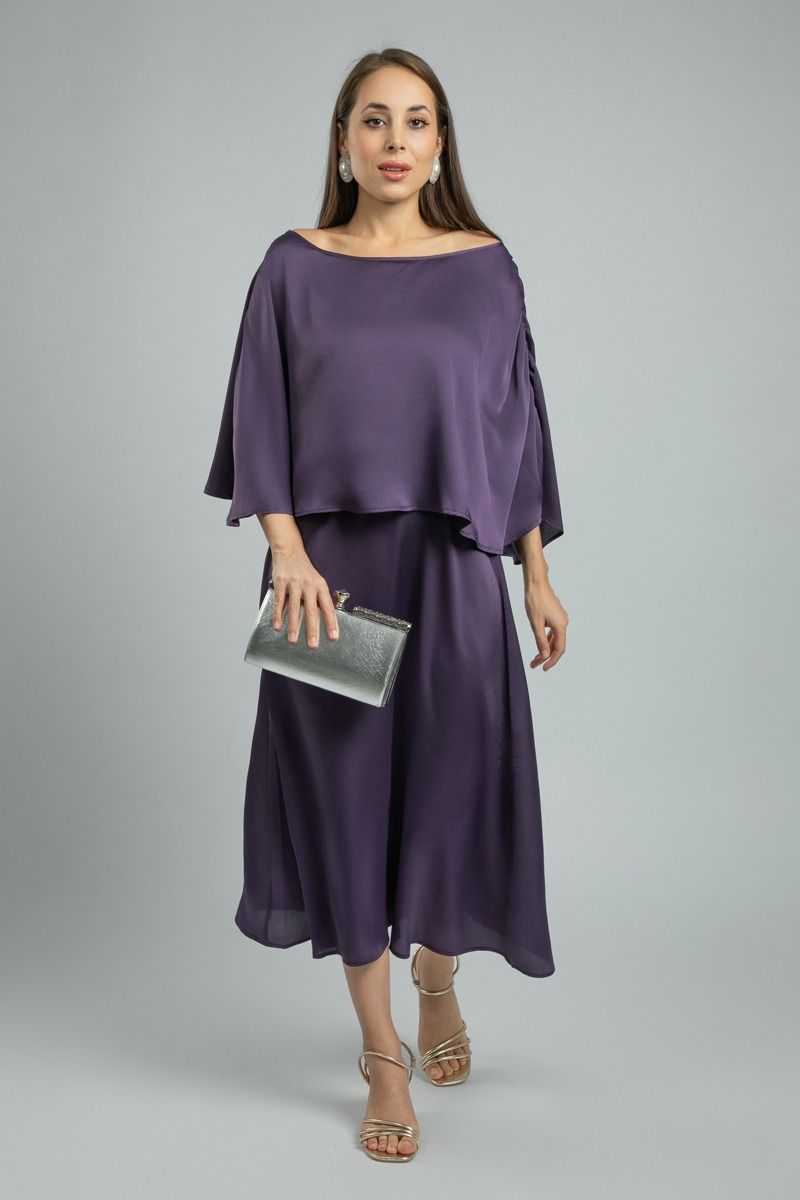 فستان ميدي بكتف واحد بأسلوب يوناني