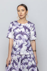 بلوزة صيفية نسائية بأكمام قصيرة ونمط طبعات بالكامل