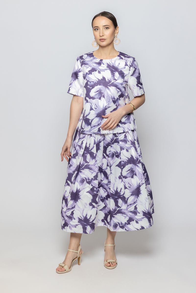 بلوزة صيفية نسائية بأكمام قصيرة ونمط طبعات بالكامل