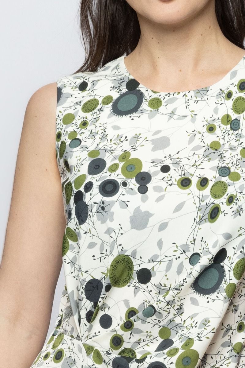 فستان طويل نسائي بدون أكمام بنمط مطبوع بالكامل