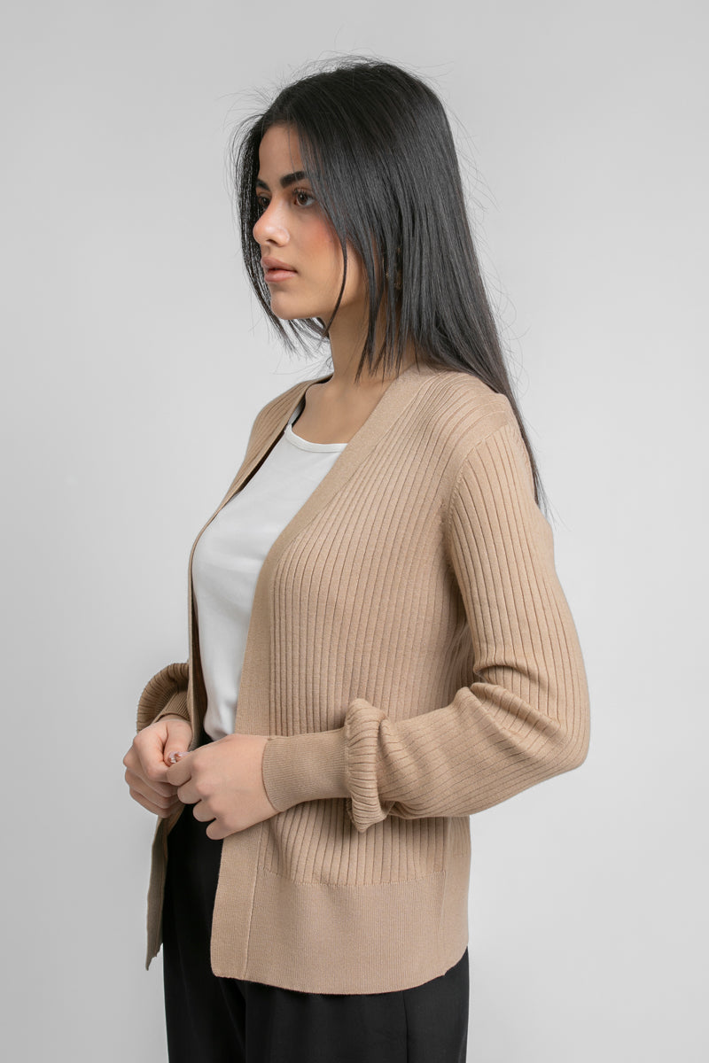Knitted Open Front Cardigan