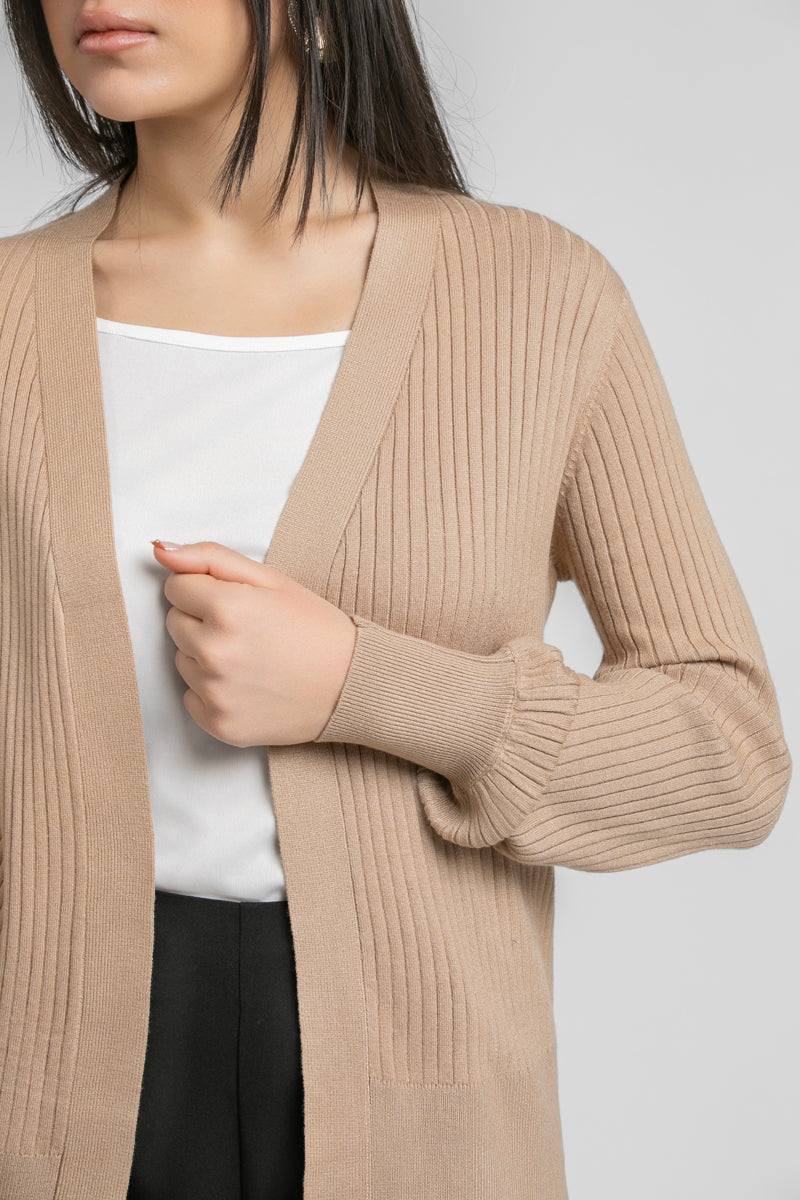 Knitted Open Front Cardigan