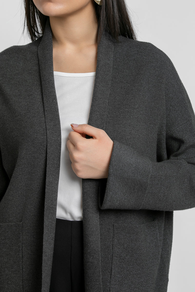 Open Front Knitted Cardigan