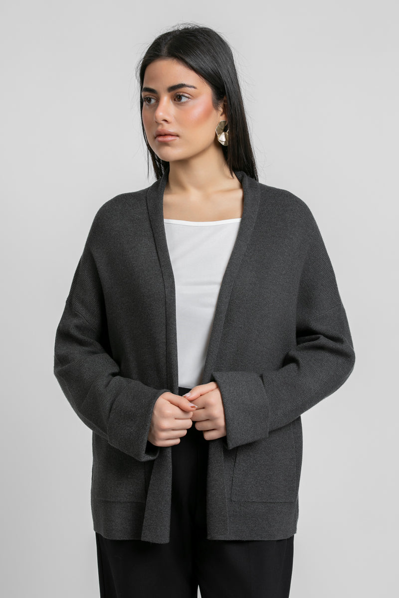Open Front Knitted Cardigan