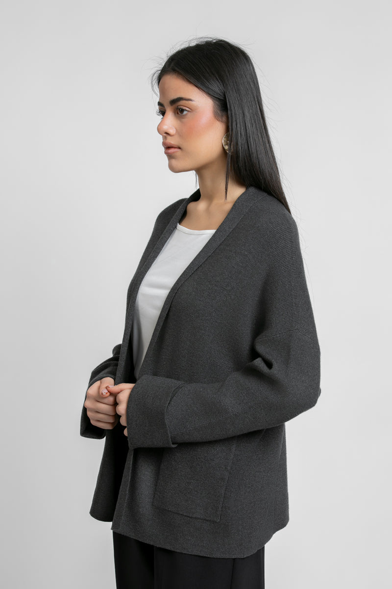 Open Front Knitted Cardigan
