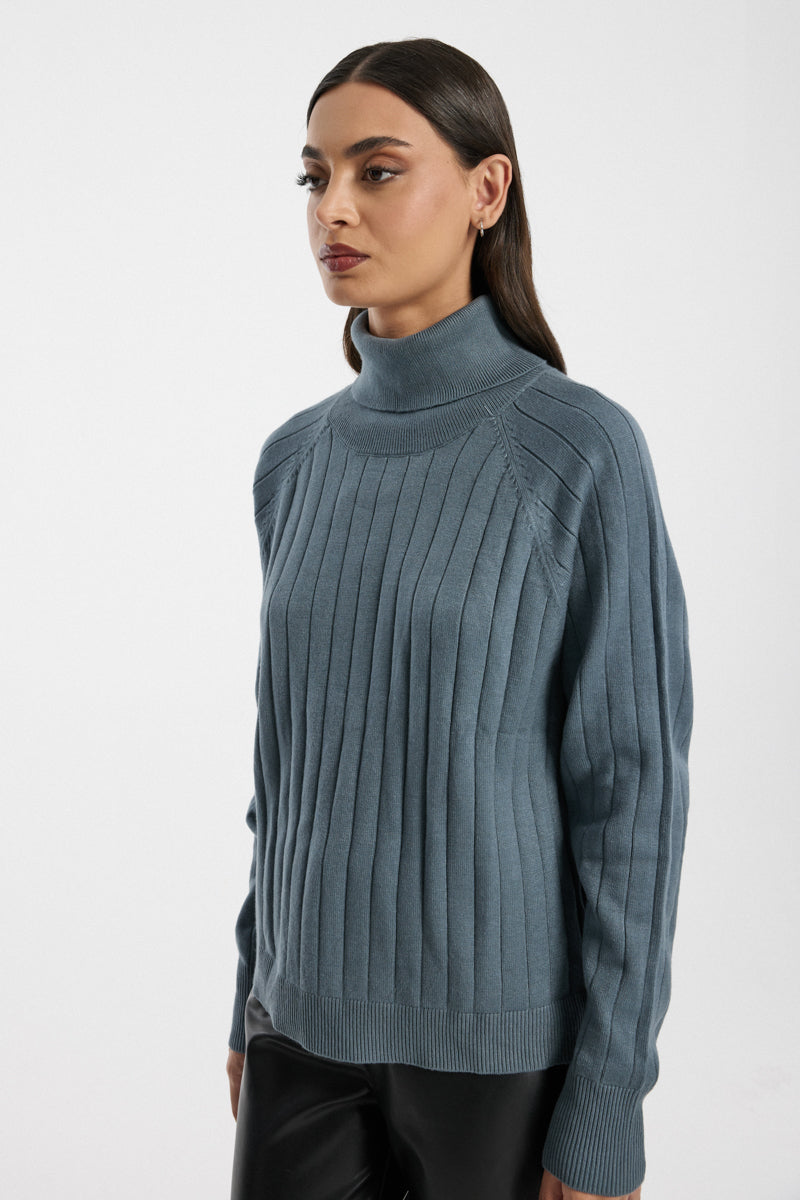 Ribbed Turtleneck Sweater