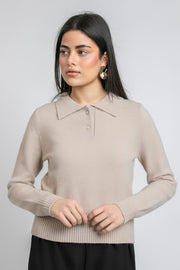 knitted polo neck blouse