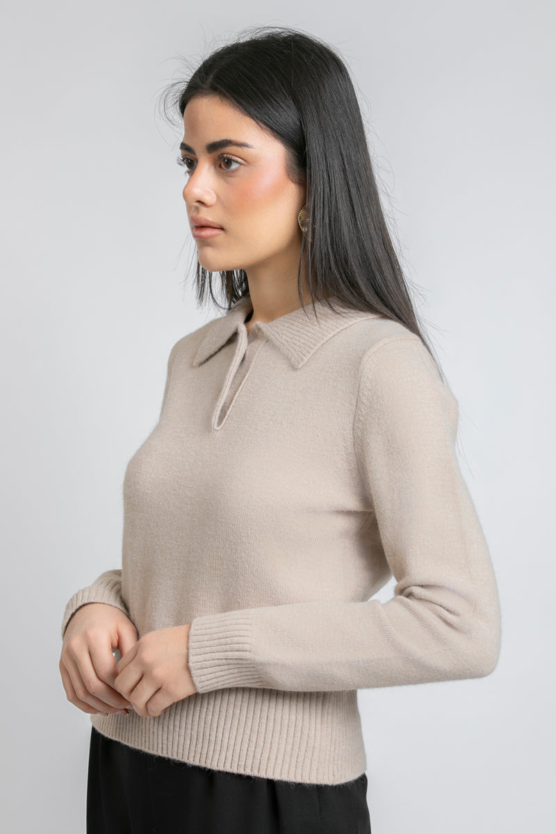 knitted polo neck blouse