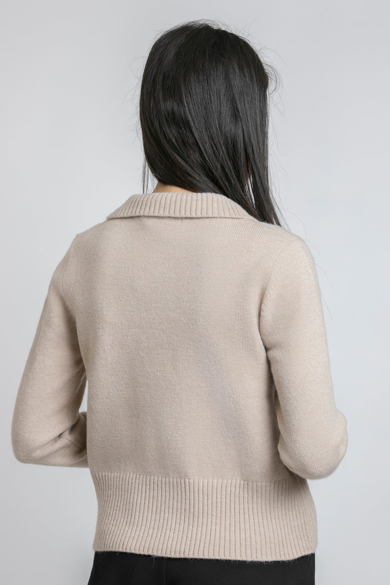 knitted polo neck blouse