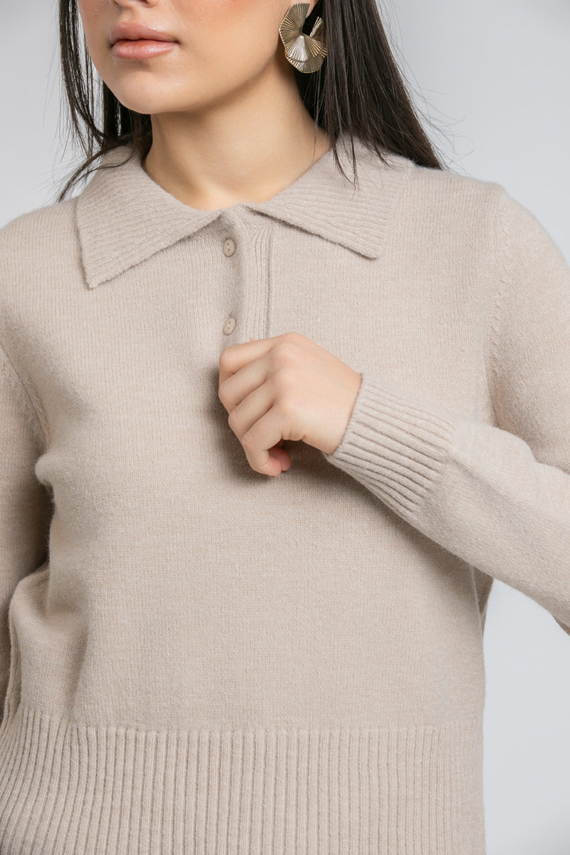 knitted polo neck blouse