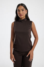 Sleeveless Mock Neck Blouse