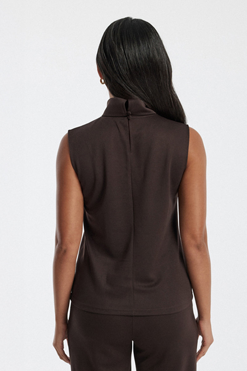 Sleeveless Mock Neck Blouse