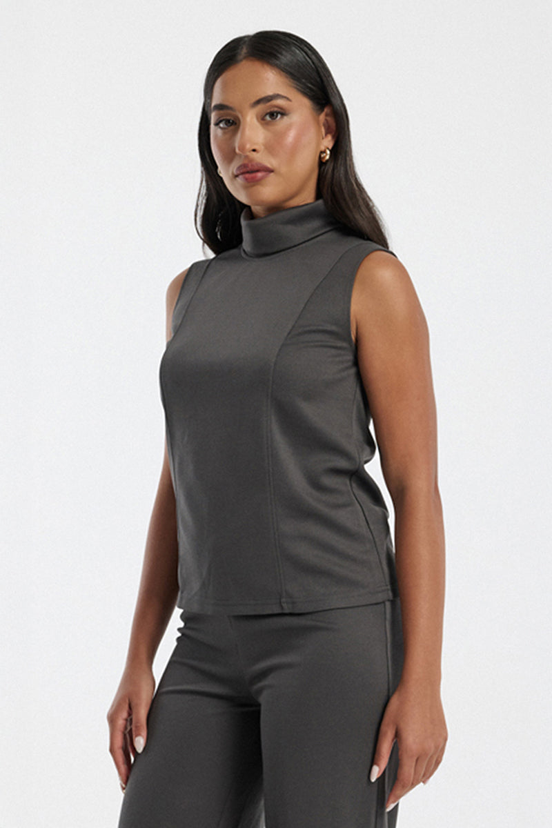 Sleeveless Mock Neck Blouse