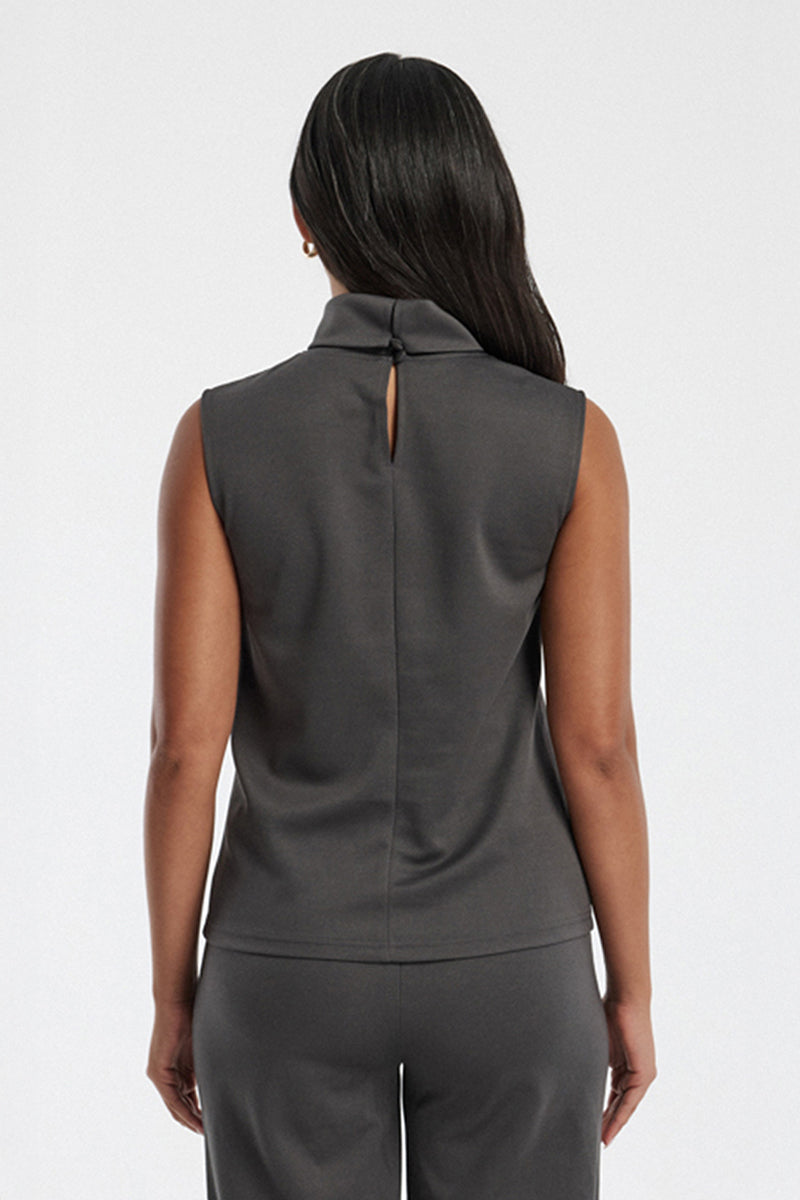 Sleeveless Mock Neck Blouse