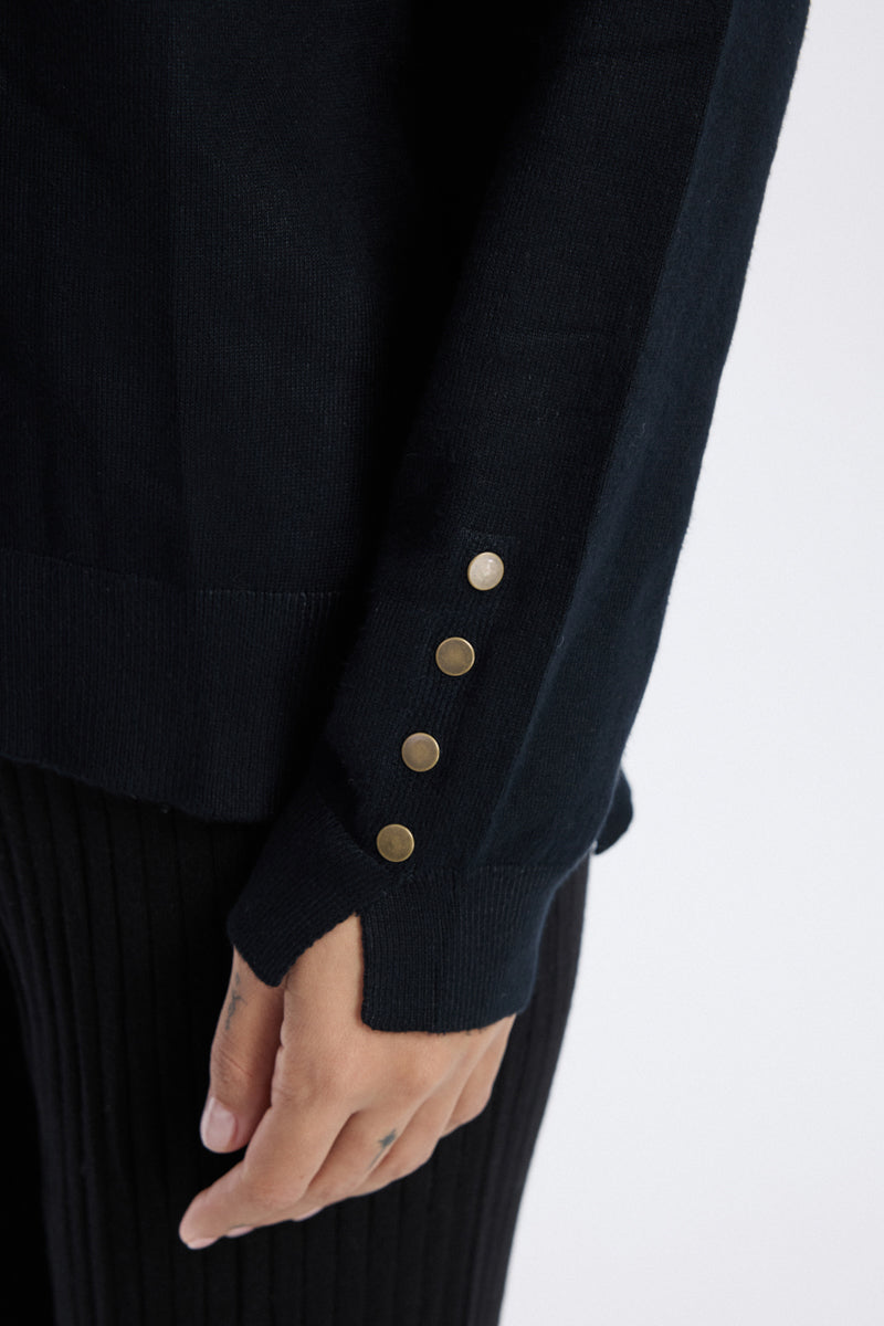 Knit Sweater with Button Cuff
