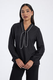 Blouse with Tie Neck Detail
