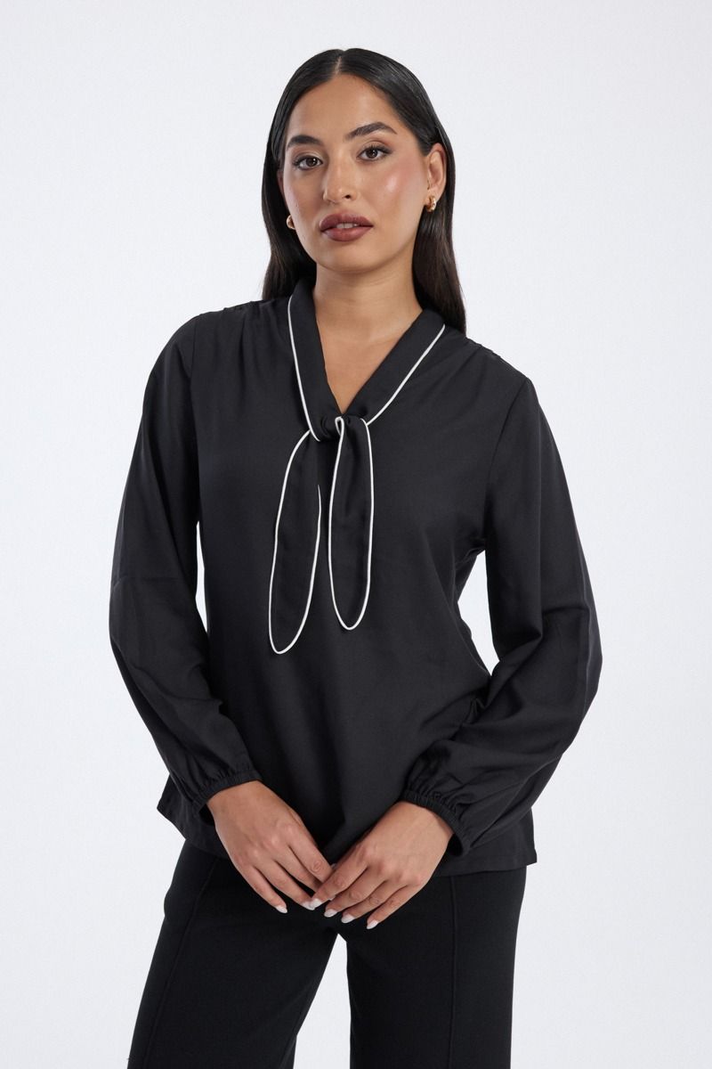 Blouse with Tie Neck Detail
