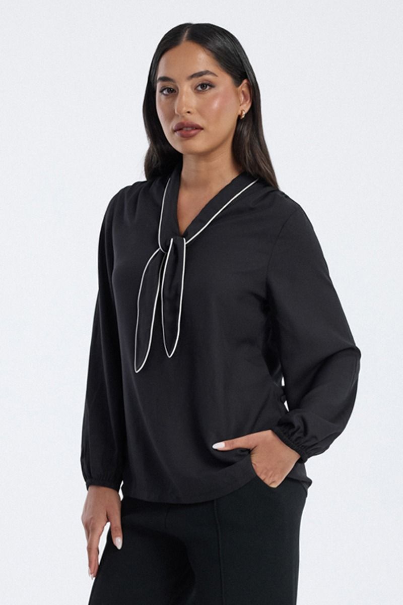 Blouse with Tie Neck Detail