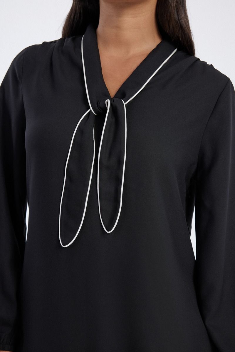 Blouse with Tie Neck Detail