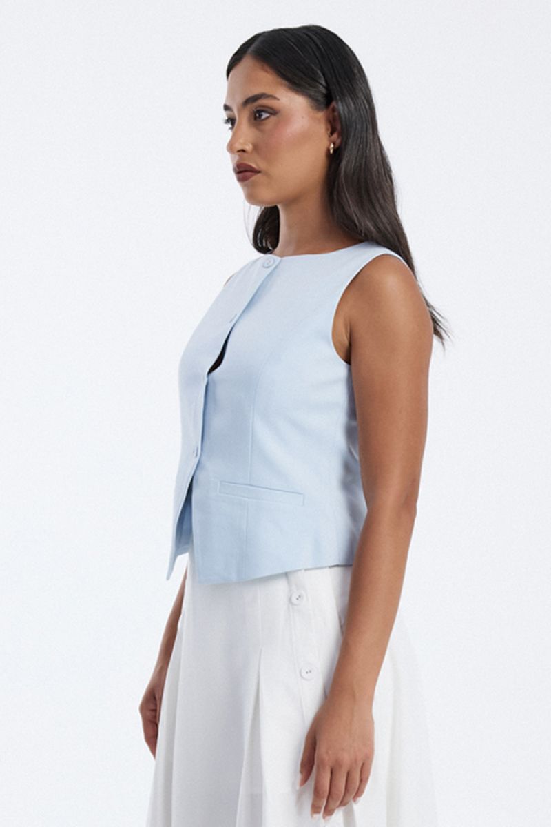 Sleeveless Button Down Vest