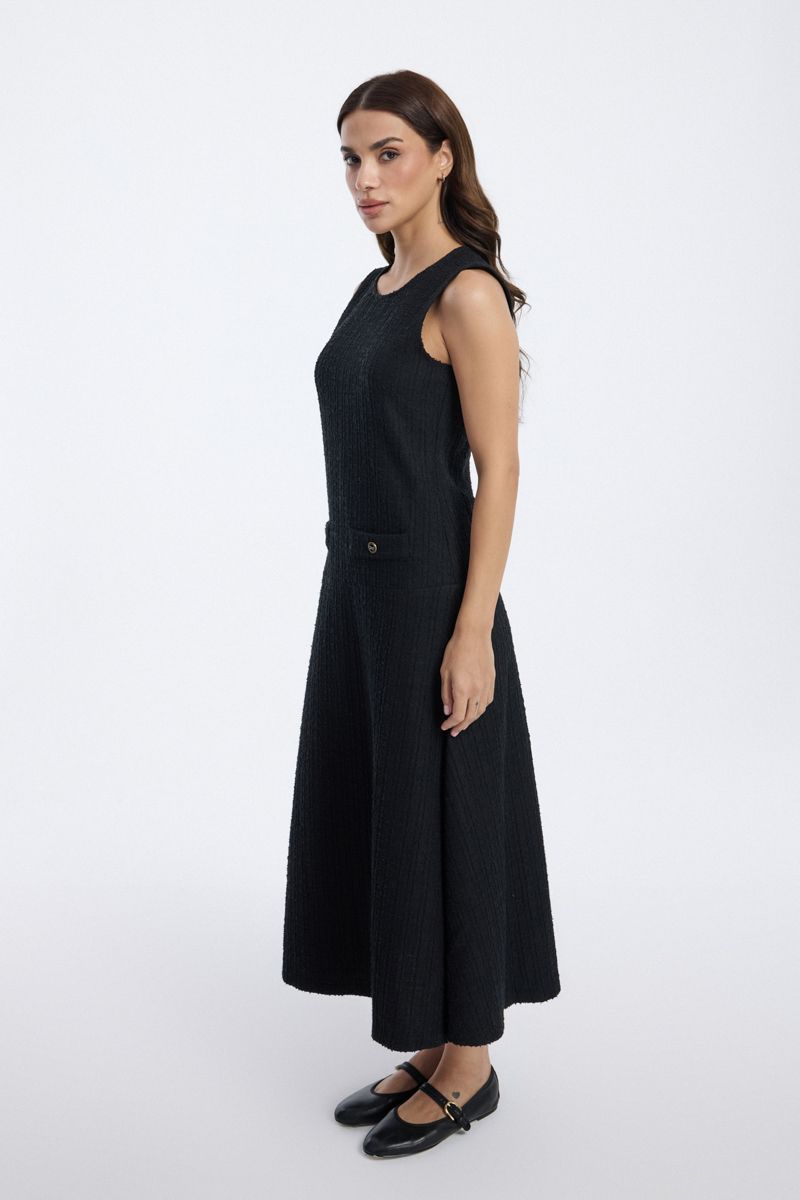 Sleeveless Textured Maxi Dress