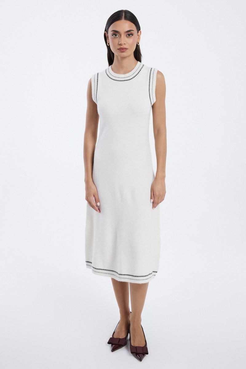 knitted midi dress with cardigan