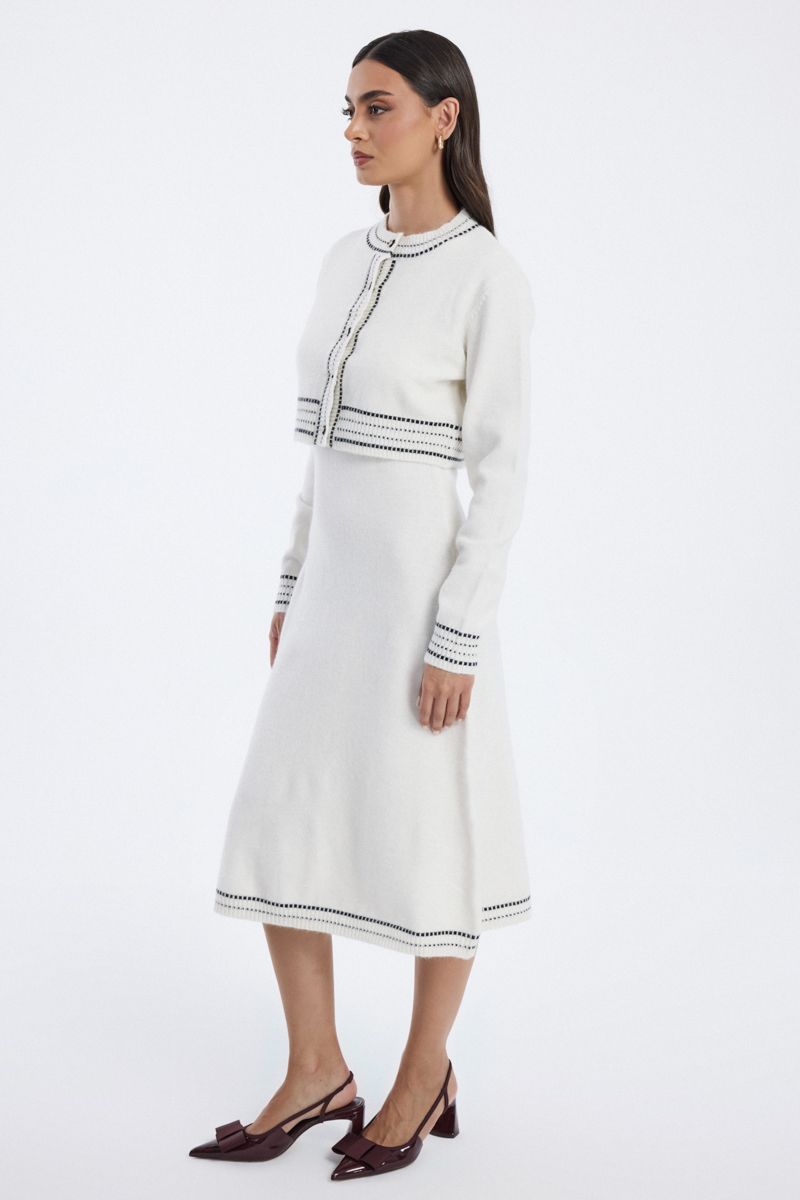 knitted midi dress with cardigan