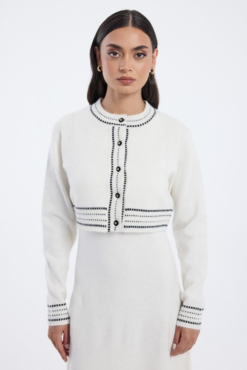 knitted midi dress with cardigan