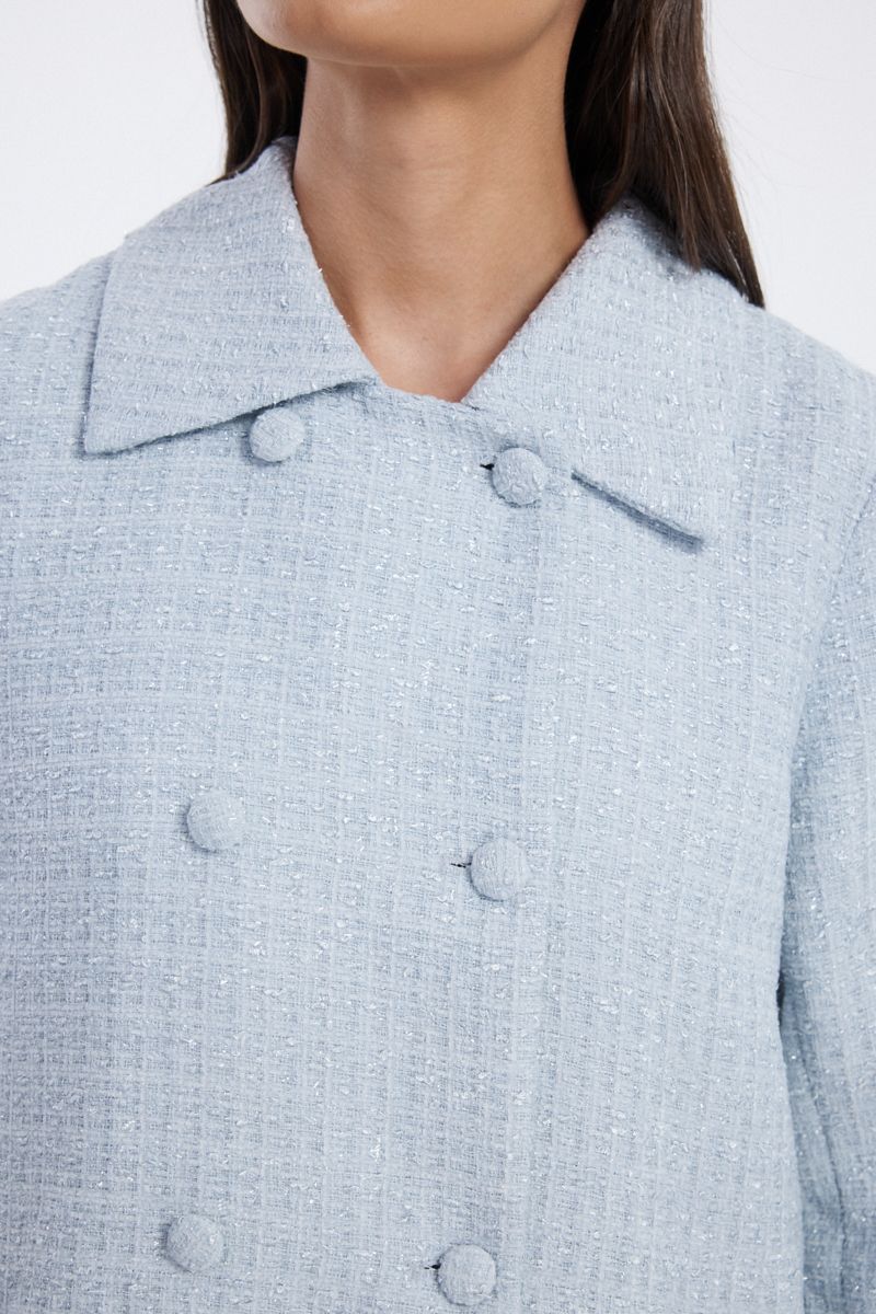 longline coat with front button closure