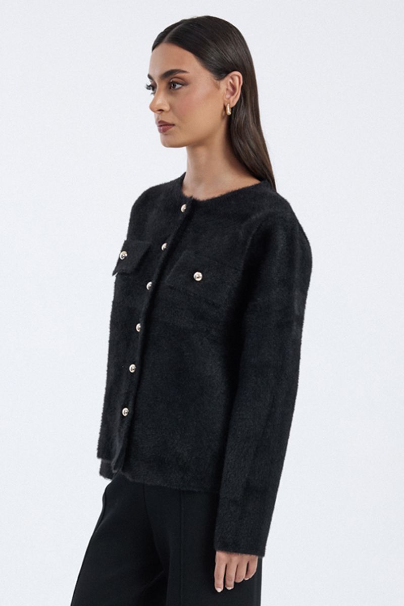 fluffy knit cardigan with front pockets