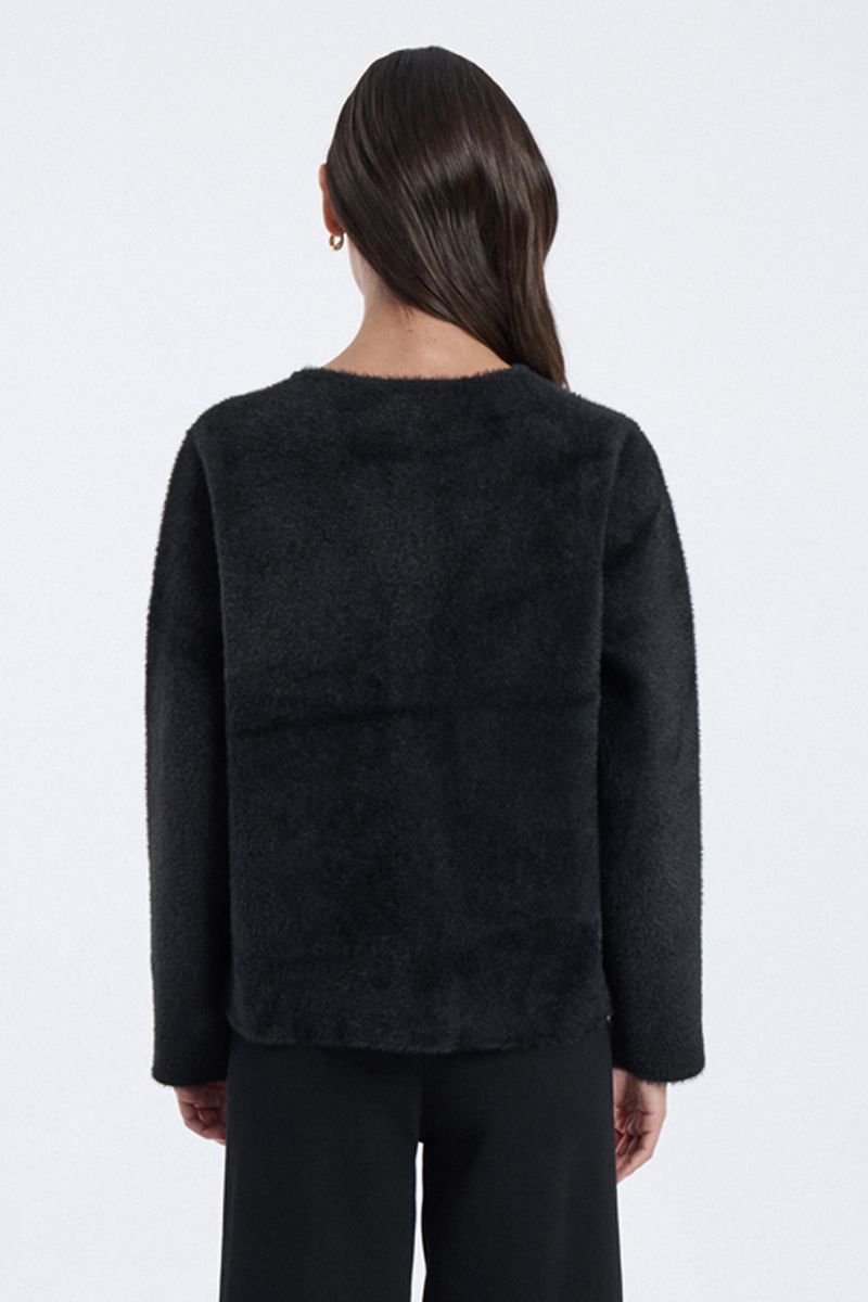 fluffy knit cardigan with front pockets