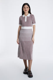 knitted midi dress with polo collar