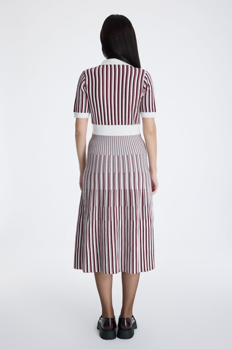 knitted midi dress with polo collar