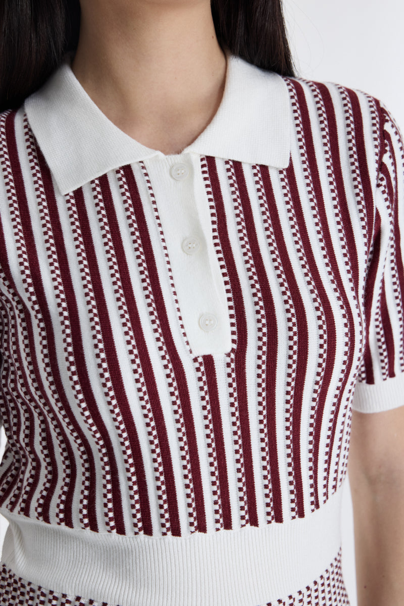 knitted midi dress with polo collar