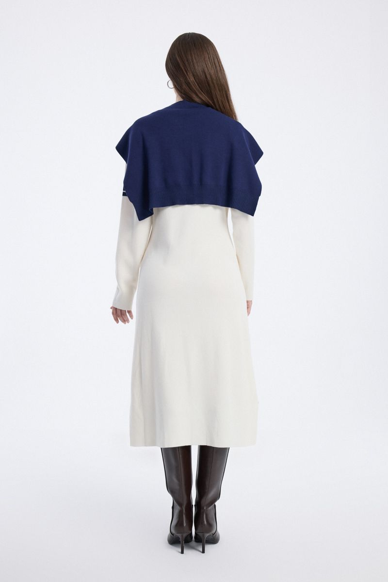 Knit Longline Dress with Striped Detail