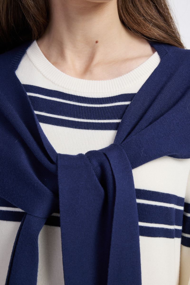 Knit Longline Dress with Striped Detail