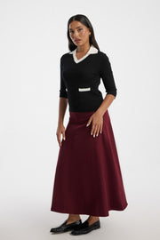 Flared Longline Skirt with Back Zipper