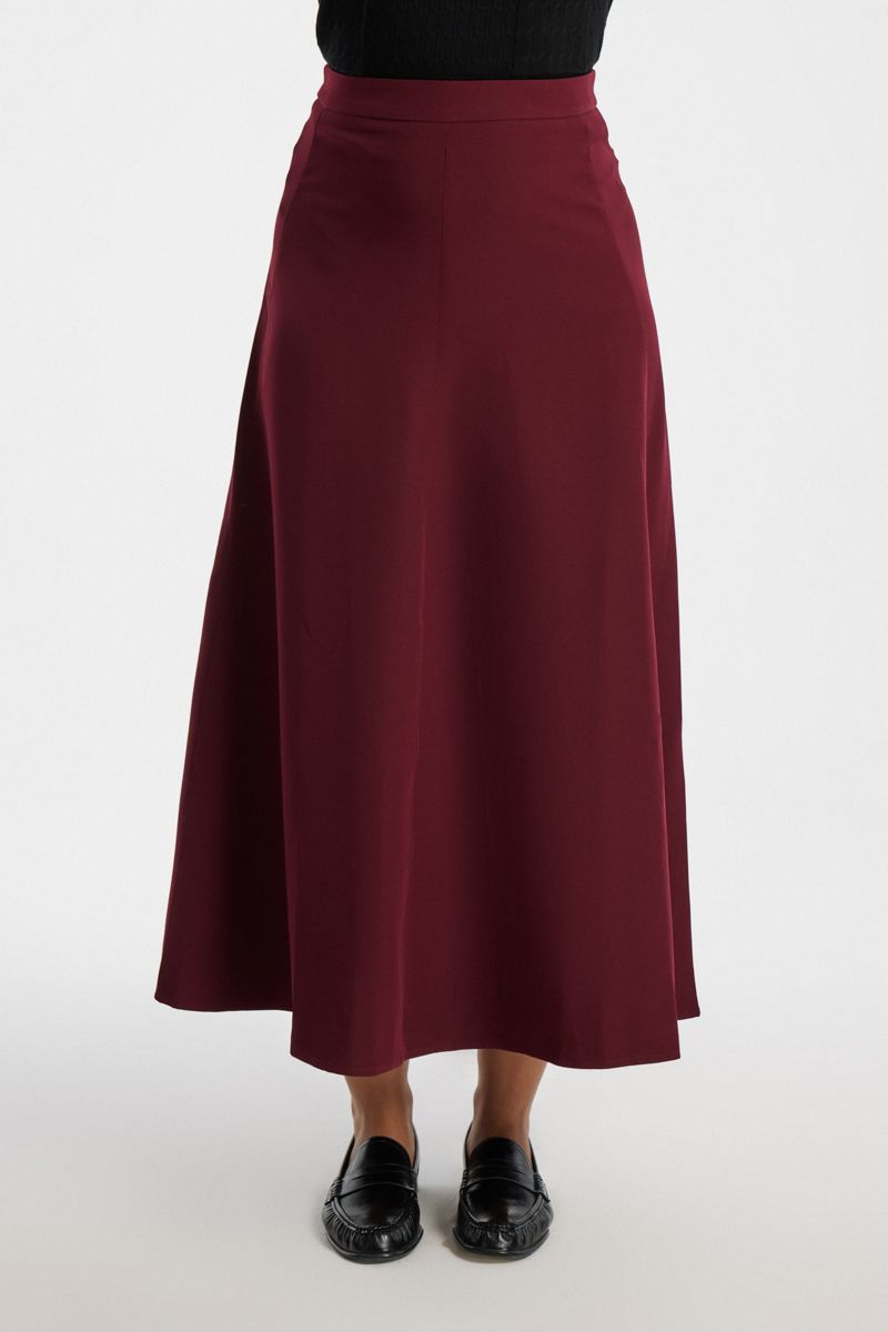 Flared Longline Skirt with Back Zipper