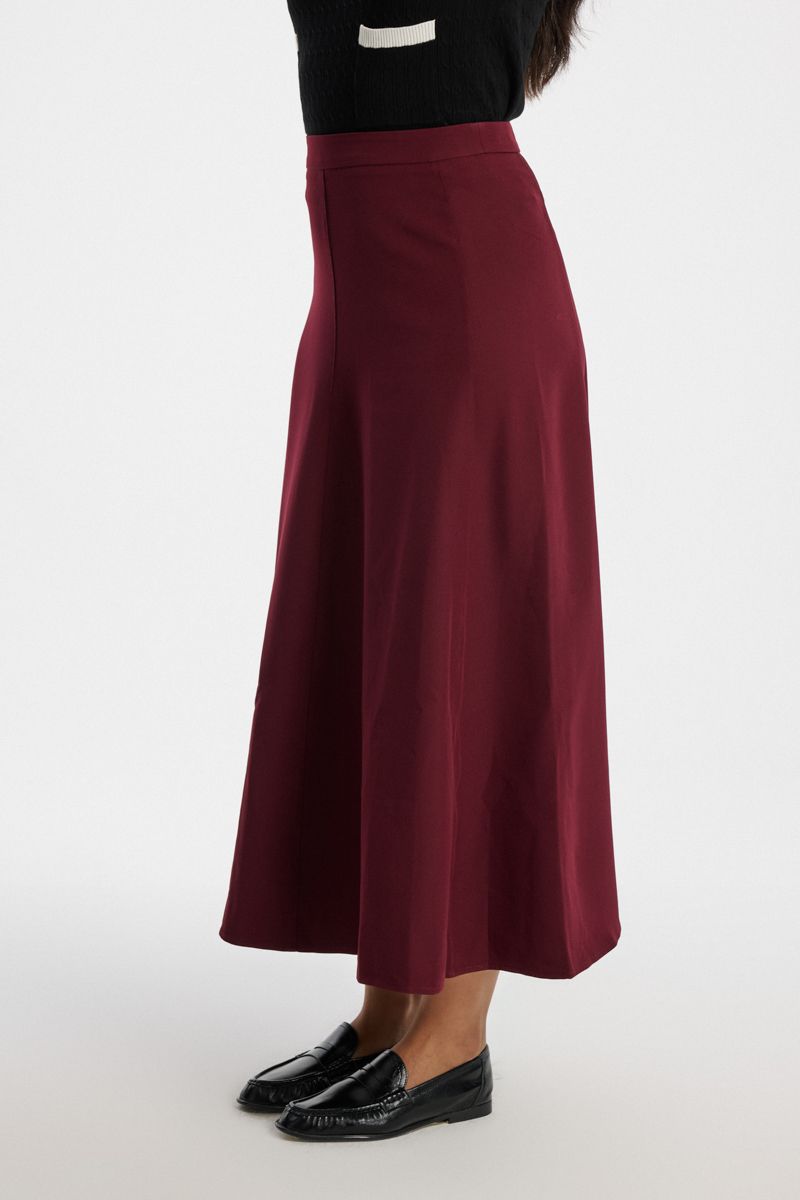 Flared Longline Skirt with Back Zipper