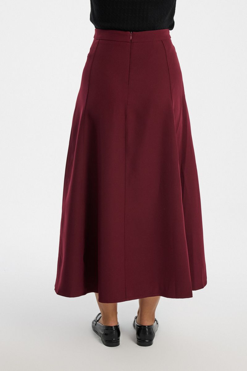 Flared Longline Skirt with Back Zipper