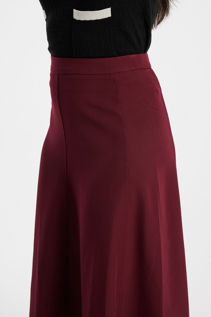 Flared Longline Skirt with Back Zipper