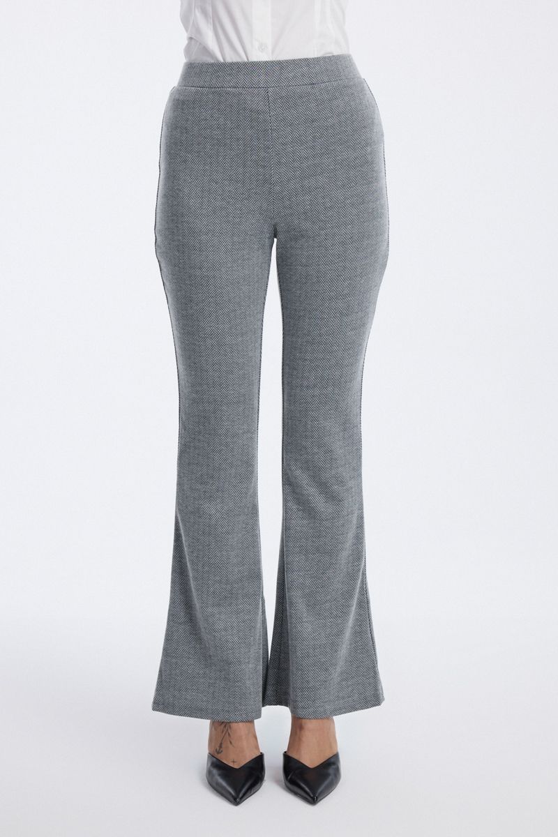 Flared Trousers with Subtle Pattern