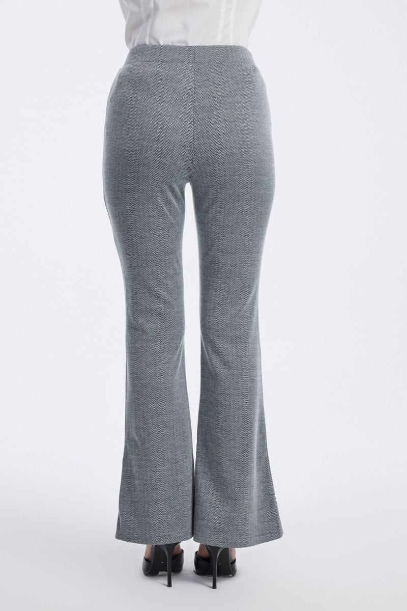 Flared Trousers with Subtle Pattern