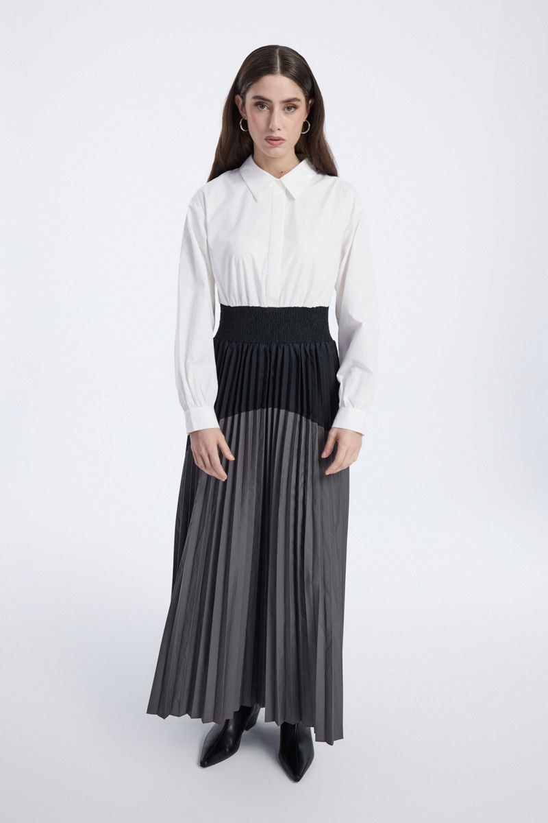 Pleated Maxi Dress with Elastic Waist