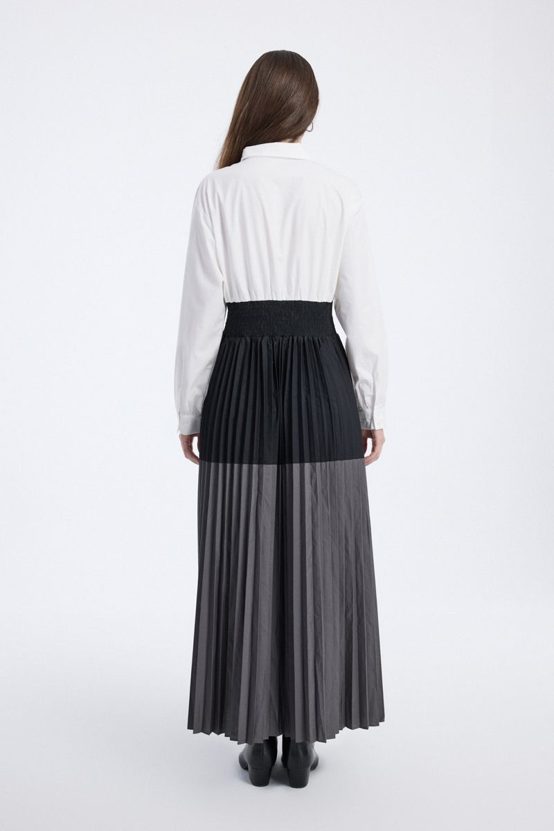 Pleated Maxi Dress with Elastic Waist